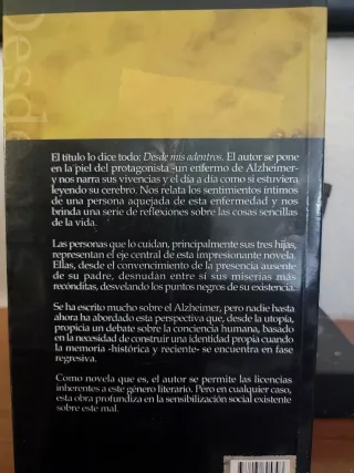 Libro "Desde mis adentros" Habla del Alzheimer