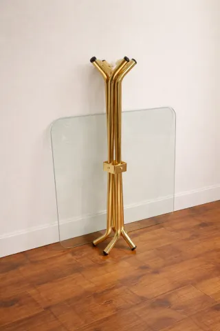 Mesa cristal dorada vintage 70s