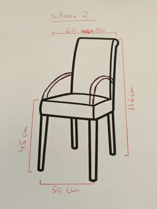 Conjunto 6 sillas y 2 sillones nogal