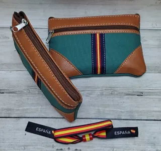 OFERTA! MONEDERO LONA/ PIEL VERDE + REGALO PULSERA