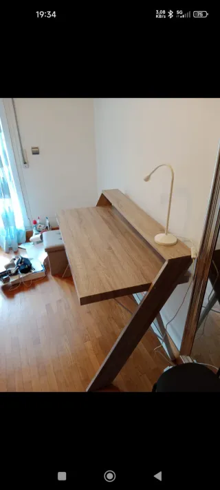 Escritorio moderno madera y metal blanco