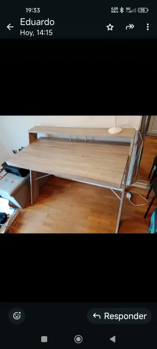 Escritorio moderno madera y metal blanco