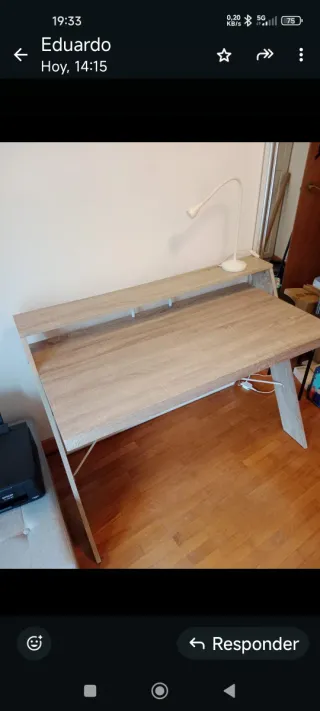 Escritorio moderno madera y metal blanco