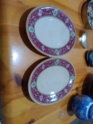 2 Bandejas Ovaladas Cerámica Diseño Floral. Antigu