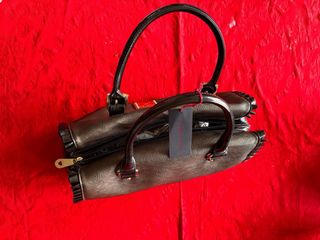 Borsa Caffè Noir Pelle Marrone Dettagli Neri