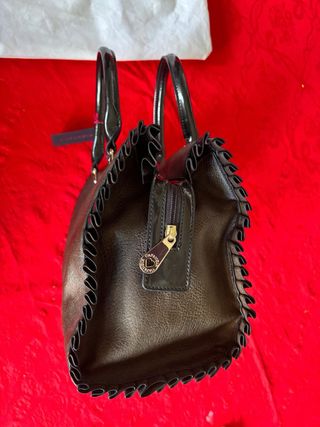 Borsa Caffè Noir Pelle Marrone Dettagli Neri