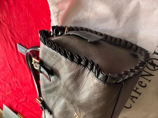 Borsa Caffè Noir Pelle Marrone Dettagli Neri