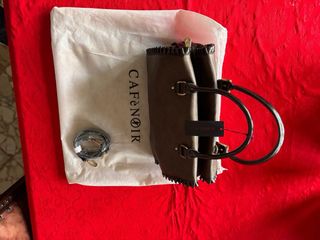 Borsa Caffè Noir Pelle Marrone Dettagli Neri