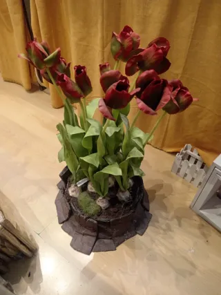 Planta artificial tulipanes burdeos