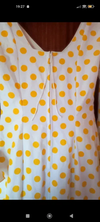 Traje Flamenca Lunares Amarillo Blanco Talla Única