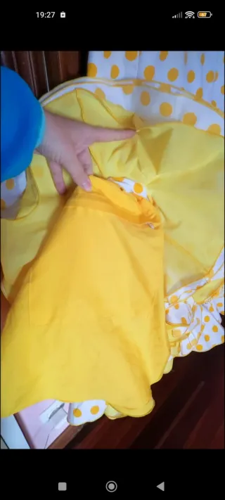 Traje Flamenca Lunares Amarillo Blanco Talla Única