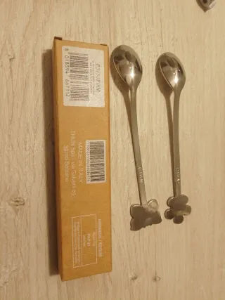 2 cucchiaini metallo decorati