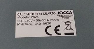 Calefactor JOCCA Halógeno Gris