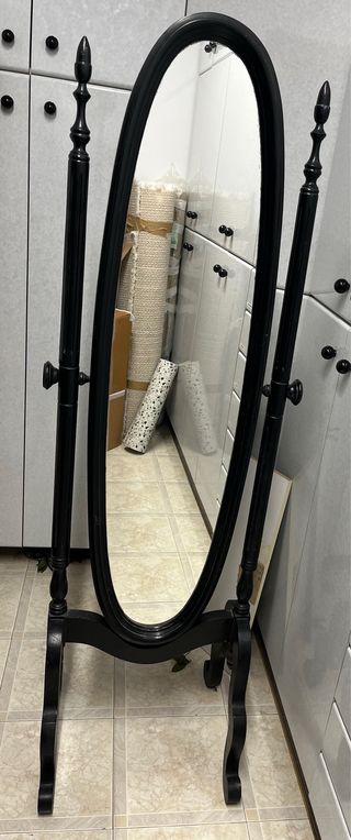 Gran Espejo de pie clásico negro basculante