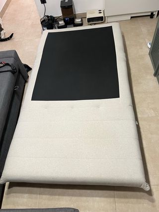 Sillón cama beige tela