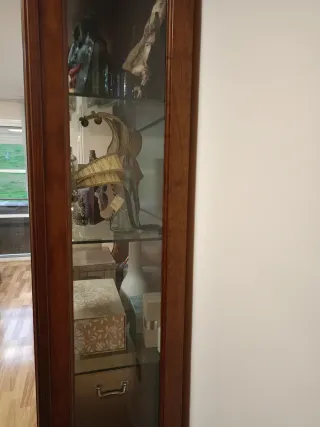 Armario Vitrina Salón Madera y Cristal