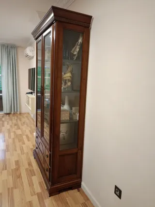 Armario Vitrina Salón Madera y Cristal