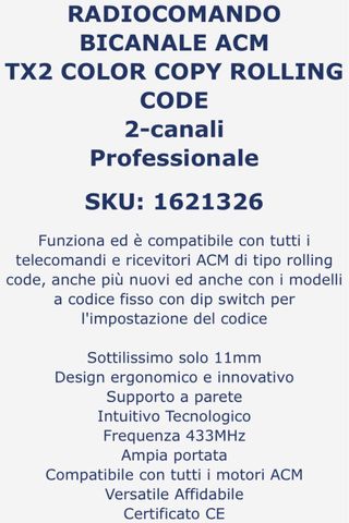 3 TELECOMANDI TRASMETTITORE ORIGINALE TX2 SERRANDE