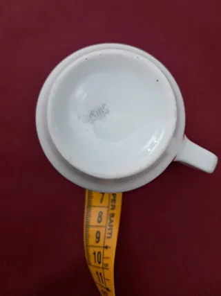 Juego de 9 tazas de café rojas y blancas