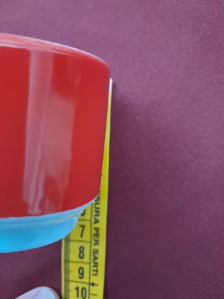 Juego de 9 tazas de café rojas y blancas