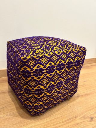 Pouf lana viola e giallo