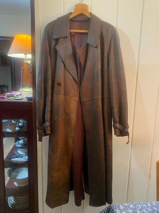 Abrigo de cuero vintage hombre