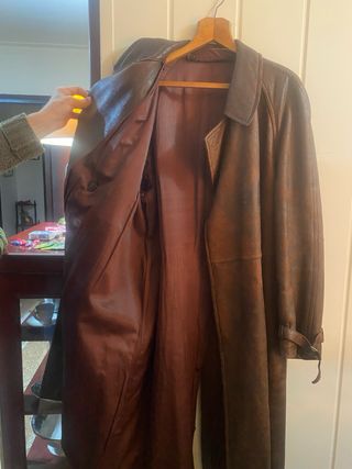 Abrigo de cuero vintage hombre