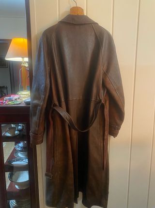 Abrigo de cuero vintage hombre