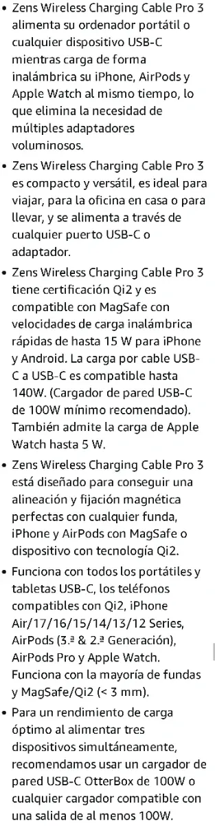 Zens Wireless Charging Cable Pro 3