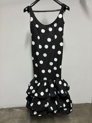 Vestido Sevillana Lunares Negro Blanco
