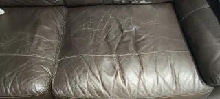 Sofá de cuero marrón 3 plazas