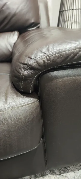 Sofá de cuero marrón 3 plazas