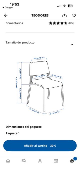 Sillas blancas apilables (4 unidades)