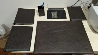 Conjunto Accesorios Piel Oficina Negro/Multicolor