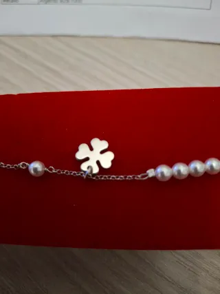 Bracciale Histoire d'Or perle e quadrifoglio