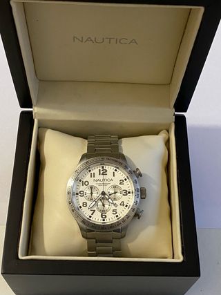Orologio Nautica Uomo Cronografo Argento Bianco