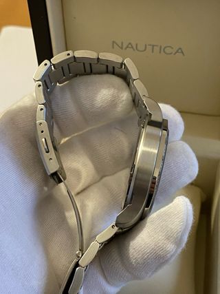 Orologio Nautica Uomo Cronografo Argento Bianco