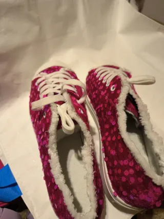 Zapatillas Mujer Rosas Lentejuelas