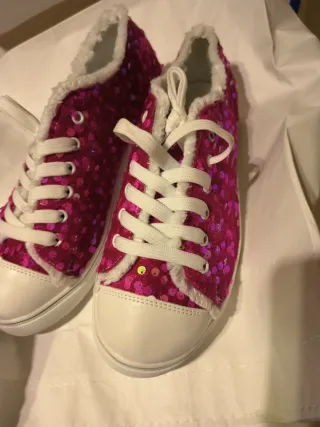 Zapatillas Mujer Rosas Lentejuelas