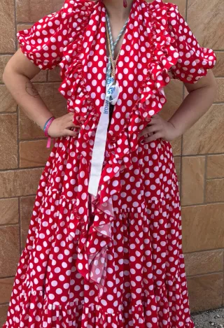 Traje de flamenca rojo y blanco
