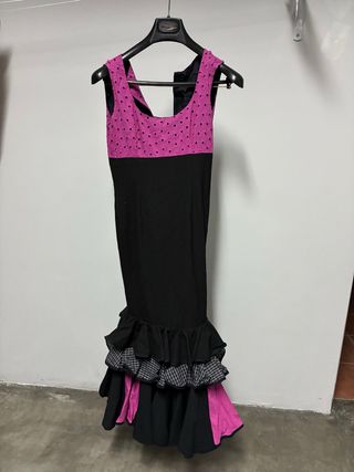 Vestido Sevillana Negro y Rosa