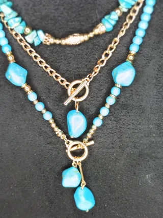 Collar 3 capas turquesas naturales