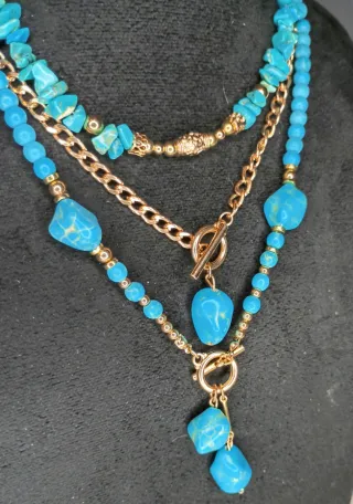 Collar 3 capas turquesas naturales