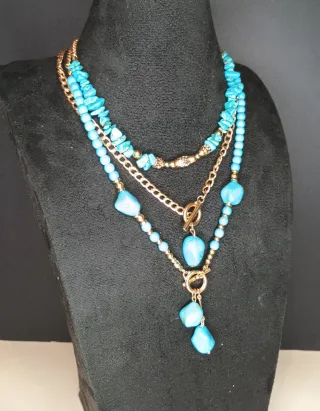 Collar 3 capas turquesas naturales