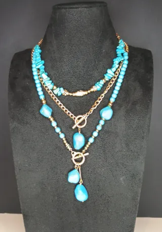 Collar 3 capas turquesas naturales