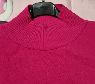 Maglione donna collo alto rosa
