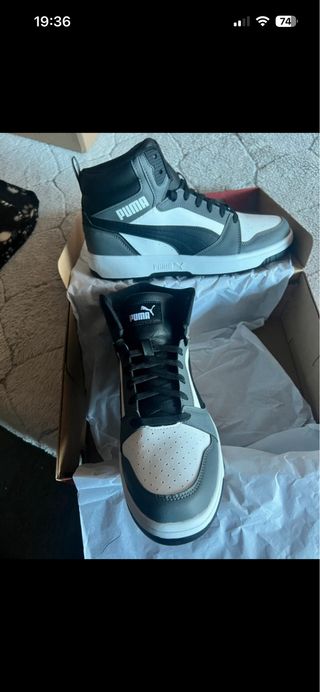 Zapatillas Puma Rebound v6 Altas Grises y Blancas