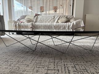 Mesa de centro cristal y metal