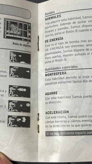 Manual ORIGINAL Metroid Zero Mission GameBoy