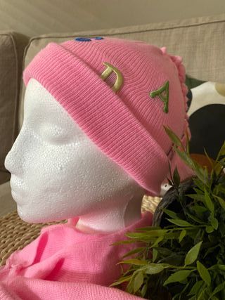 Set invernale per bambini rosa con cappello, sciarpa e guanti